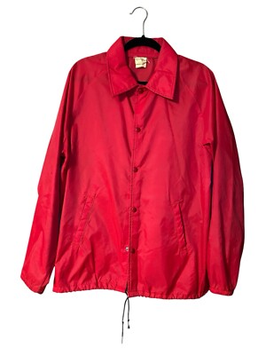 Vintage 70s Mens Chalk Line Red Snap Button Coaches Jacket Medium-image