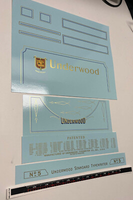Complete Underwood 5 waterslide decal set with pin stripes and paper scale-image
