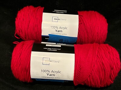 Lot of 2 ~ Mainstays Acrylic Yarn, Red-image