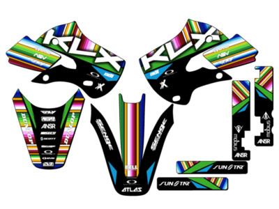 2002-2009 KLX 110 SERAPE Black Senge Graphics Kit Compatible with Kawasaki-image