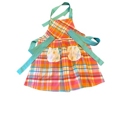 Design Imports Plaid Full Apron Novelty Popsicle Print Blue Orange One Size-image