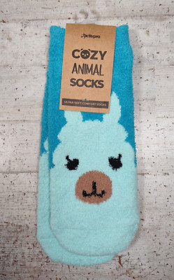 Activpro Cozy Animal Socks Ultra Soft Comfort Blue Bear Fuzzy Women Size 5.5-9.5-image