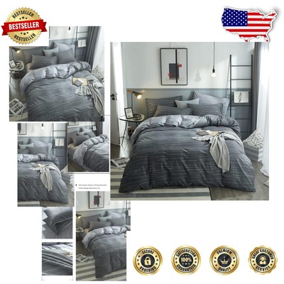 Luxury Lightweight Microfiber Full Comforter Set - Modern Stripes & Pillow Shams-image