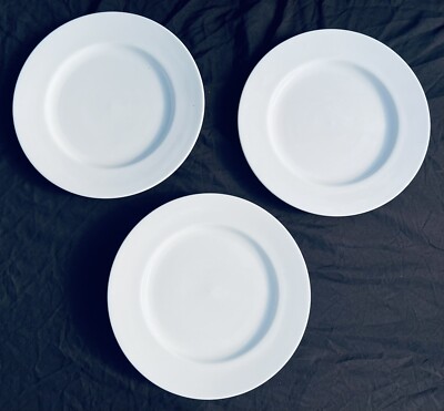 3 Pier 1 New Essentials Classic White Dinner Plates 11 “ EUC-image