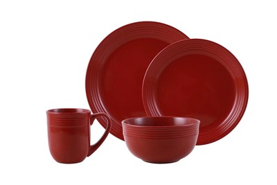 Mainstays Chiara Red Stoneware Dinnerware Set, 16-Pieces Dishwasher-safe Durable-image