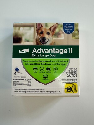 Advantage II Lice and Flea prevention for Extra Large Dog Over 55lbs, 4 Doses-image