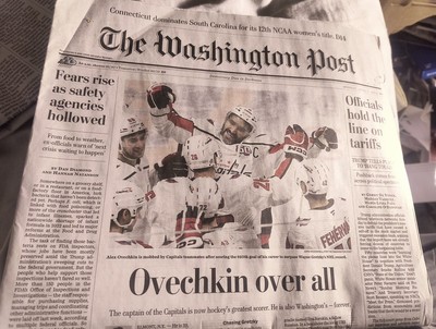 The Washington Post Monday April 7 2025 OVECHKIN Over Al-image