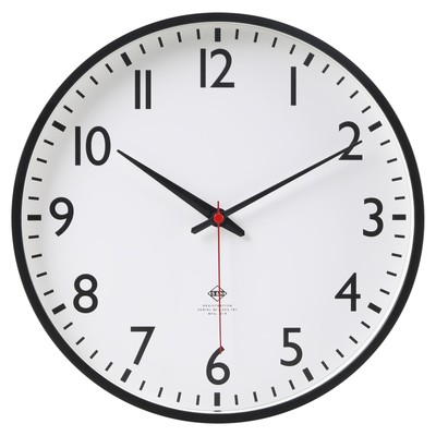 Mainstays 11.5” Quartz Black & White Schoolhouse Wall Clock with Red Second Hand-image