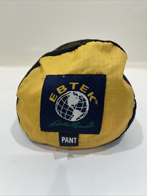 Vintage Eddie Bauer Windbreaker Pants Mens Large Yellow Nylon Packable EBTEK-image