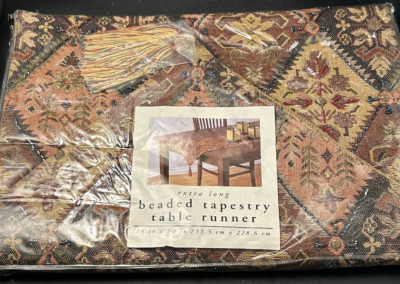 Beaded Tapestry Table Runner Earthtones Pier One Imports New Old Stock 14