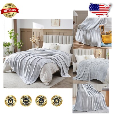 Machine Washable King Size Flannel Fleece Blanket, Dark Grey - Cozy Comfort-image