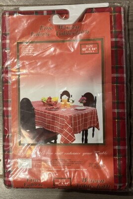 Better Homes Plastics Holiday PlaidWoven 60x84 Oblong Tablecloth 1997 New In Pkg-image