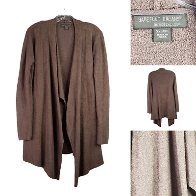 Barefoot Dreams Women's XXS/XS Brown LS Open Bamboo Chic Lite Cardigan Brown-image