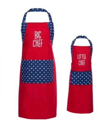 New Parent and Me Red White Blue Big Little Chef Apron Set Mainstays Mom Dad Kid-image