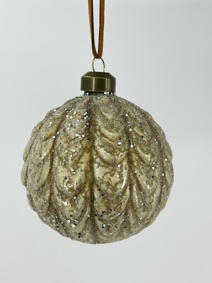 Raz Imports 3” Pinecone Brownish Colored Glass Ornament w/ Glitter SET of 3 🎄-image