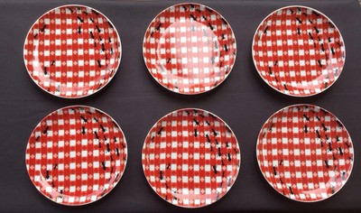 Pier 1  Picnic Ants  Set of 6  Snack Plates 6.5