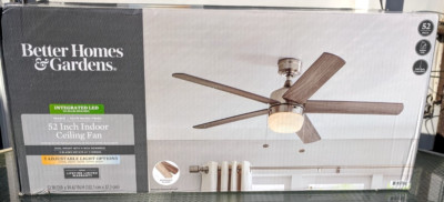 Better Homes 52 Inch Satin Nickel Finish  5-Blade LED Ceiling Fan w/Light (NEW)-image