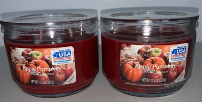 2 Mainstays APPLE PUMPKIN 3 Wick Jar Candle 11.5 oz no lead / Free Shipping-image