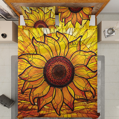 Vintage Floral Quilt Bedding Set, Vibrant  Floral Bed Cover for Cozy Bedroom-image