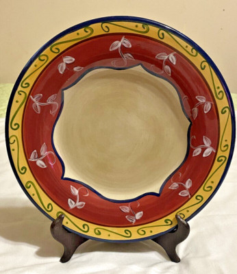 Pier 1 Import Vallarta Charger Serving Plate Hand painted Earthenware Red Yellow-image