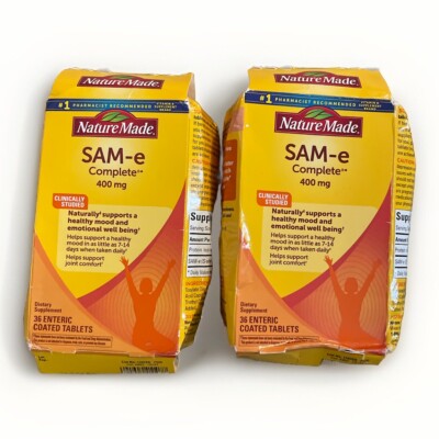 Damaged Boxes- Lot Of 2 Nature Made Sam-e Complete 400 mg 36 Tabs-image