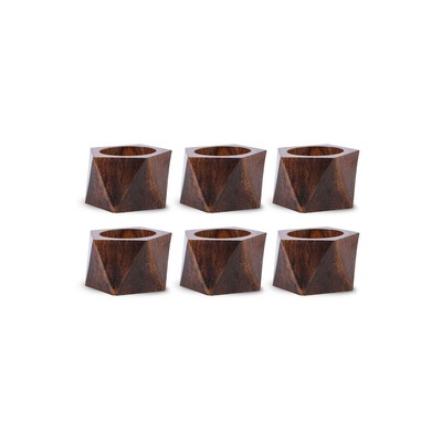 Design Imports Wood Triangle 6-Pc. Napkin Ring - MAHOGANY ONE SIZE-image