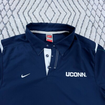 Vintage UConn Huskies Polo Shirt Men Small Blue White Nike Dri Fit Wind VTG Y2K-image