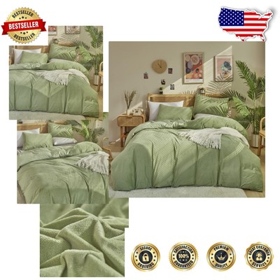 Soft Sage Green Velvet Comforter Set - Twin 3 Pieces for Modern Bedrooms-image