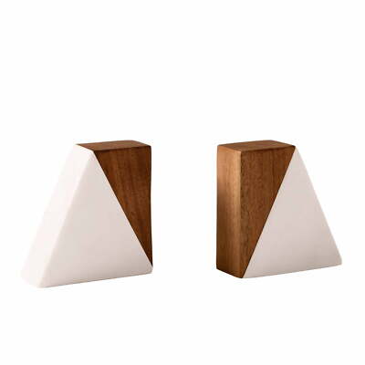 Better Homes & Gardens Wood and Marble Bookends, 1.77