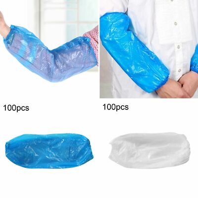 100pk Nivo Disposable Plastic Arm Over Sleeves Protective Covers Blue or White-image