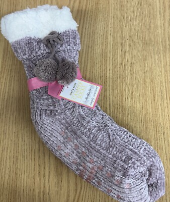 Simply Southern Camper Socks. Purple Lilac Sherpa Lined. Gripper Slipper. NWT-image
