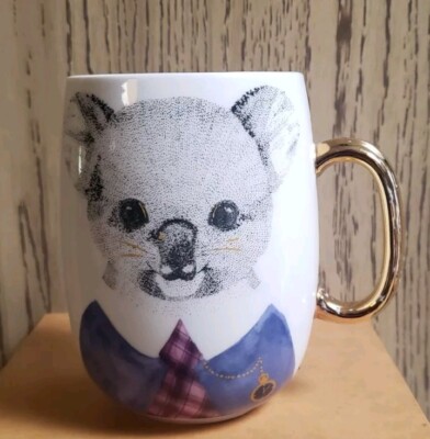 Pier 1 Imports Koala Bear Book Club Coffee Mug Fine China Gold Handle 20 fl oz-image