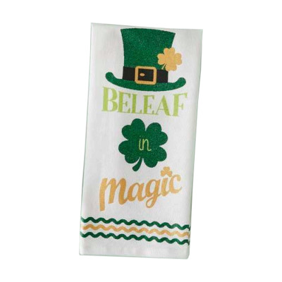 Design Imports Glitter Dishtowel, St. Patricks - Beleaf in Magic (754259B)-image