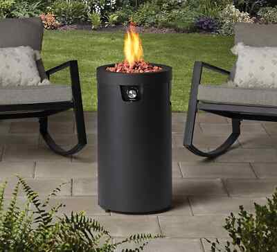 Mainstays 28-inch Tall Column Propane Gas Outdoor Fire Pit, Matte Black Finish-image