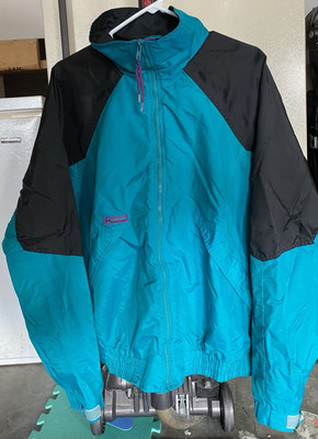 Vintage 90s Columbia Black Teal  Windbreaker Size L-image