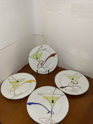 Pier 1 Imports Martini Glass Salad Dessert Appetizer Plates Set of 4-image