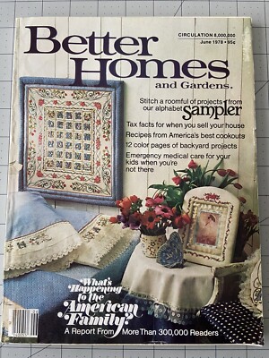 Vintage Better Homes & Gardens June 1978 Magazine Cross Stitch Sampler Decorate-image