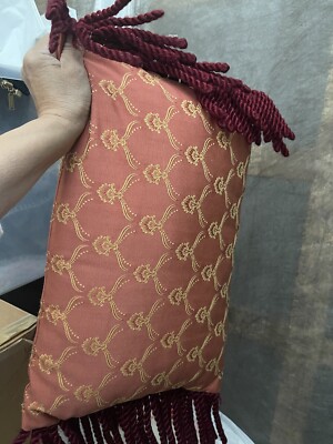 Pier 1 IMPORTS BEAUTIFUL Embroidery DESIGN Tassels ELEGANT VictorianDecor Pillow-image