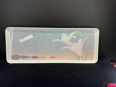 Design Imports LTD 1980s Melamine Rectangular Tray Pink & White Iris From Italy-image