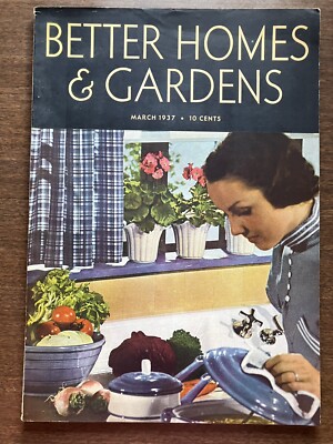 Scarce BETTER HOMES & GARDENS March 1937 Kitchen Food Prep Flowers in Window-image