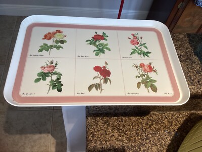 Vintage Design Imports Italy Botanical Melamine Tray Plastic Roses Floral-image