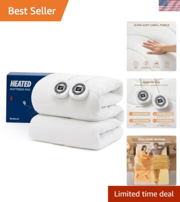 Luxury King Electric Mattress Pad - Memory & Preheat Functions, 12-Hour Auto Off-image