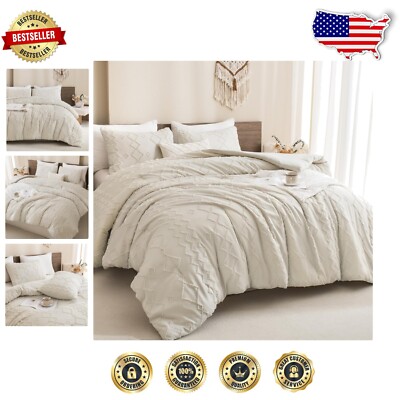 3-Piece Boho Tufted Comforter Set - California King Cozy Microfiber Bedding-image