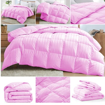 Trendy Ultra Soft Goose Down Alternative Comforter Full XL Size Pink Stripes-image