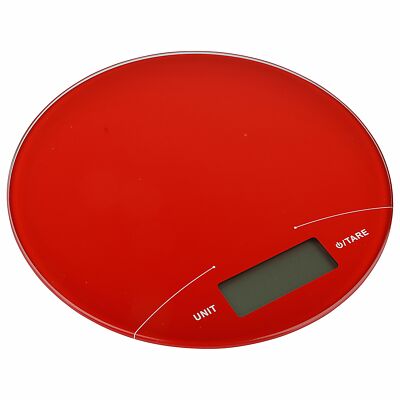 Mainstays Red Round Digital Glass Scale Weighs Up to 11 Lbs with LCD Display-image
