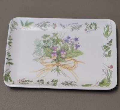 Design Imports Melamine Trinket Dish Tray Herbs Flowers Made In Italy-image