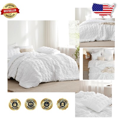 All-Season Twin 5-Piece Bedding Set - Soft Seersucker Plaid for Cozy Sleep-image