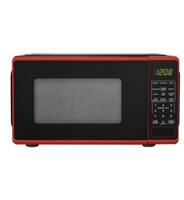 Mainstays 0.7 Cu ft Countertop Microwave Oven, 700 Watts, Red-image