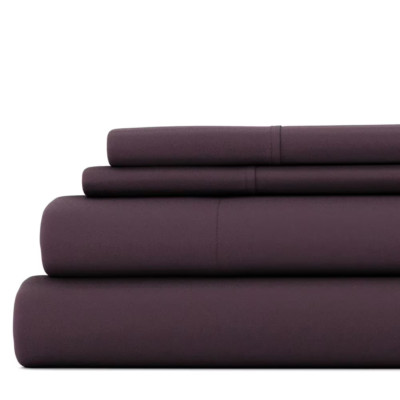 3-Piece Purple Solid Microfiber Twin XL Sheet Set-image