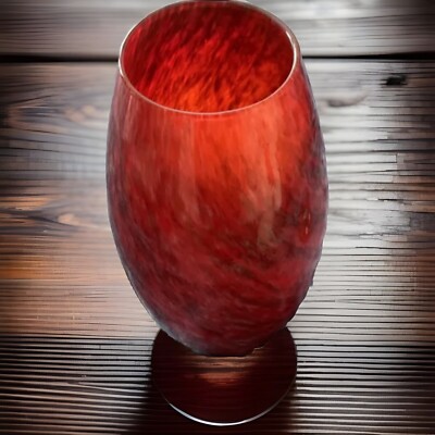 NEW-Pier One Imports Thick Glass Vase, Red Design 13.5 tall-image